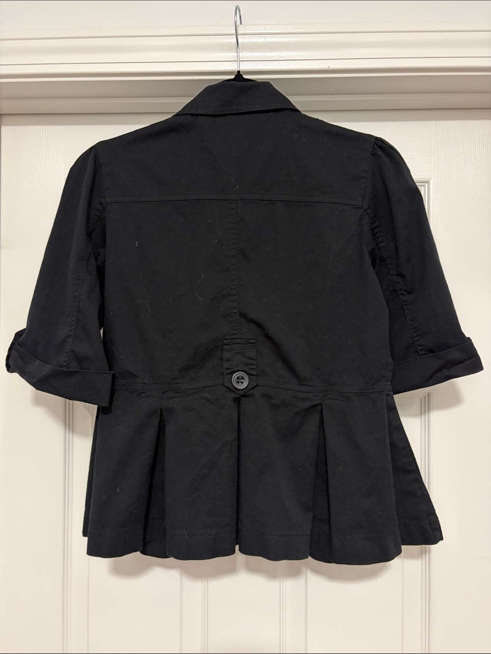 Dots Black Short-Sleeve Peplum Button Jacket - Picture 2 of 4